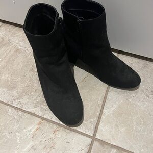 Call It Spring Black Ankle Boots with Side-Zip Closure and Low Heel